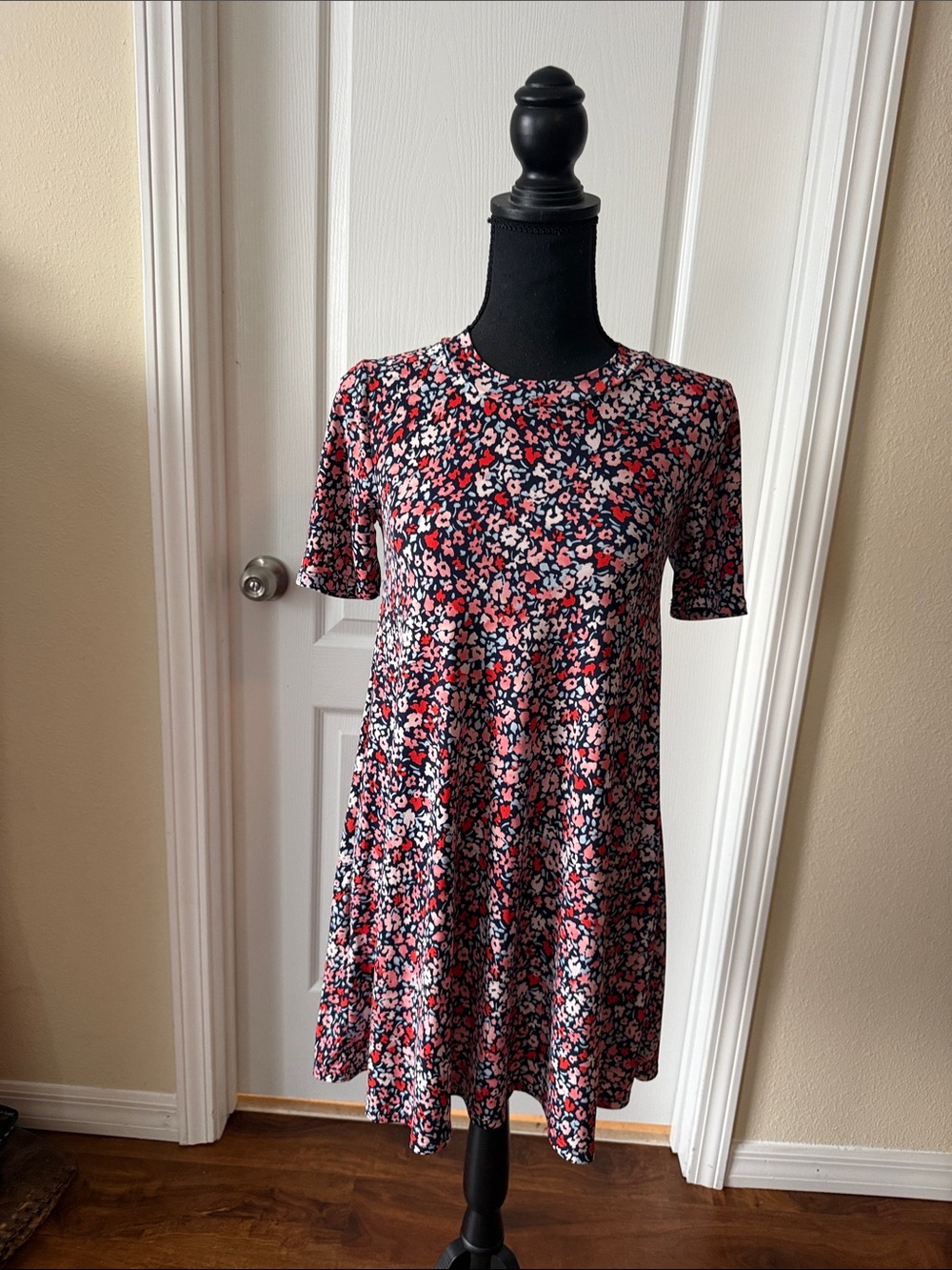 Floral Swing Dress - Pink & Navy